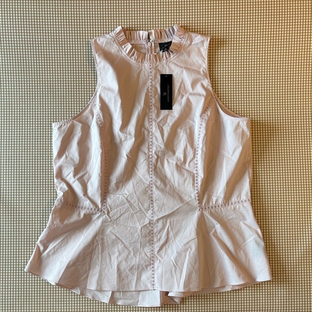 Worthington Women's Sleeveless Ruched Neckline Top Sz XL Back Zipper Blouse. NWT
